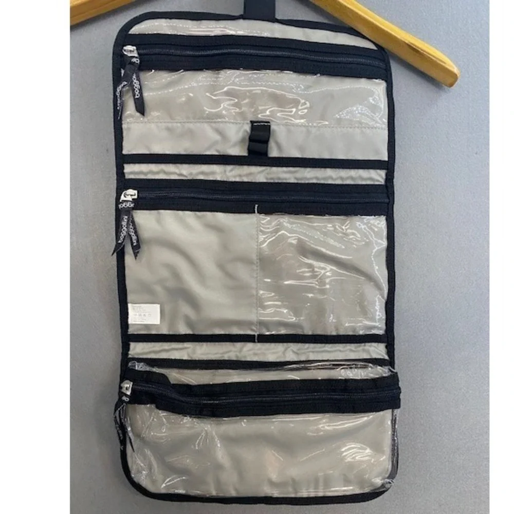 Baggallini Black Nylon Hanging Tri Fold Toiletry‎ Organizer Travel Bag Hook